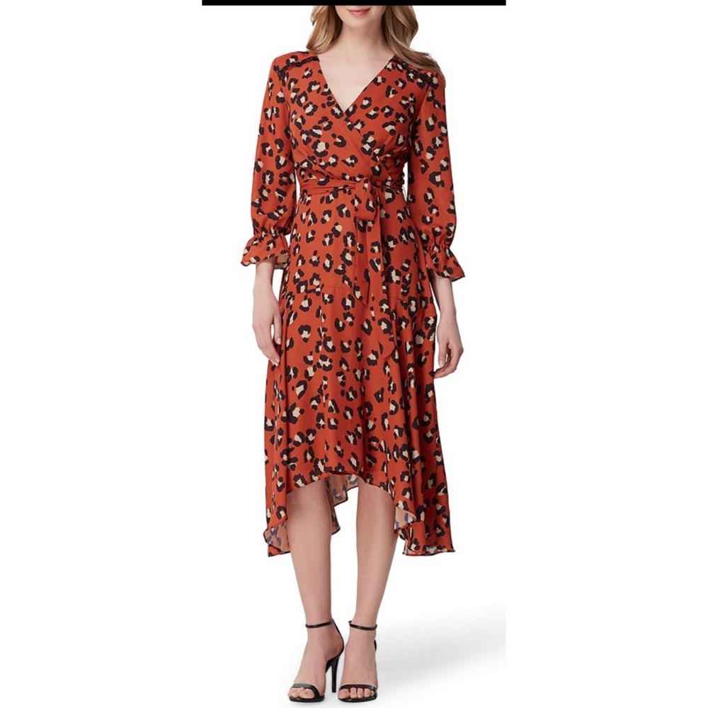 Tahari Orange Leopard Print Dress